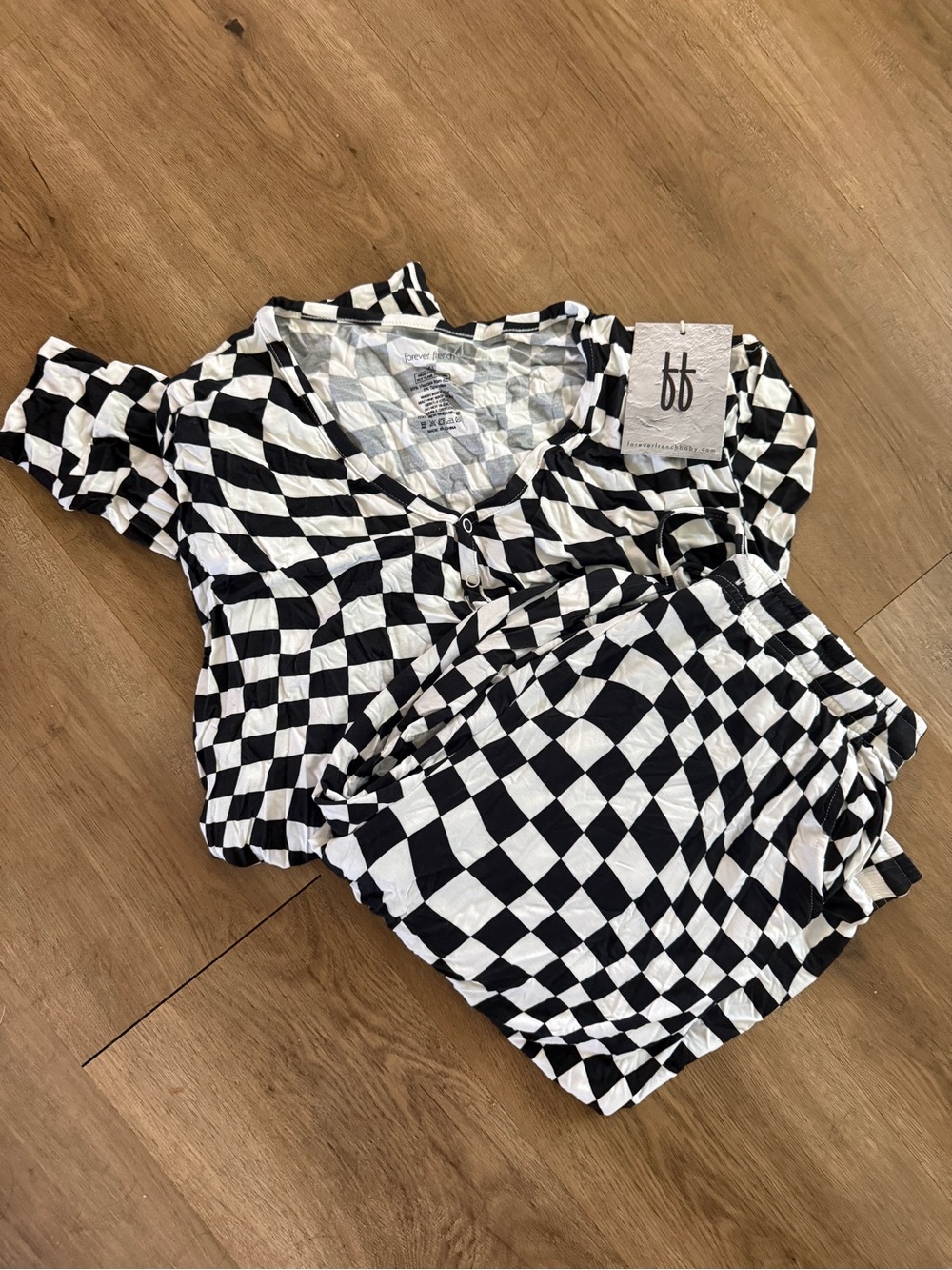 Checkerboard Black & White Women's Pajama Set